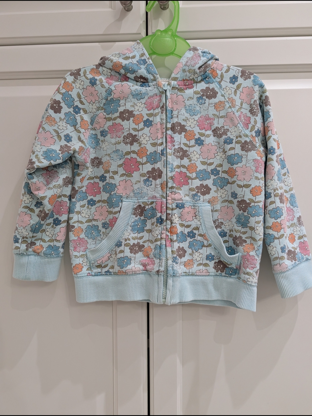 5/$35 Carter's Light Blue Floral Zip Hoodie
